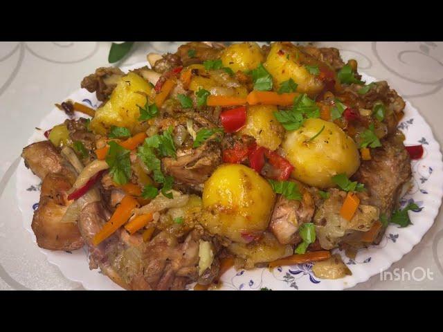 #Вкуснее кролика не ела#Тушёный кролик с картошкой в казане #