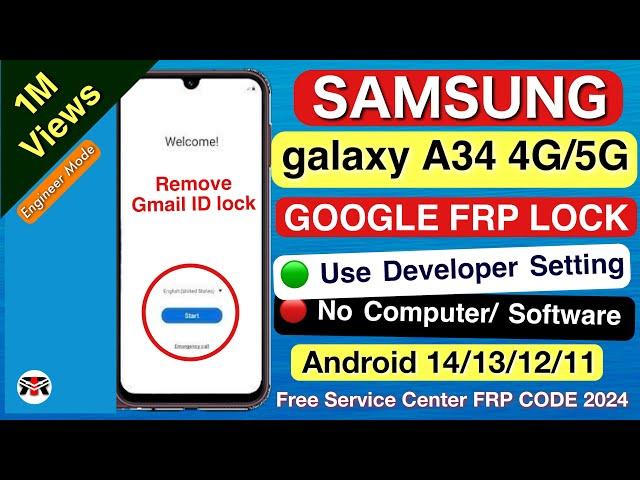 Samsung A34 FRP BypassRemove Google Lock Without SIM or Talkback