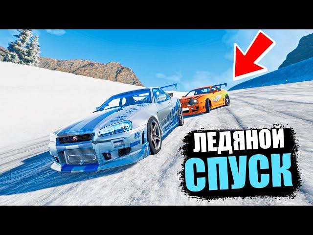 BEAMNG DRIVE ЛЕДЯНОЙ СПУСК С ГОРЫ БЕЗ ТОРМОЗОВ НА ЧИТ ТАЧКАХ В BEAM NG DRIVE