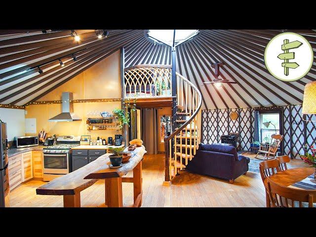 Magical Yurt with Spiral Staircase Loft & Exterior Wooden Shell - Full Tour