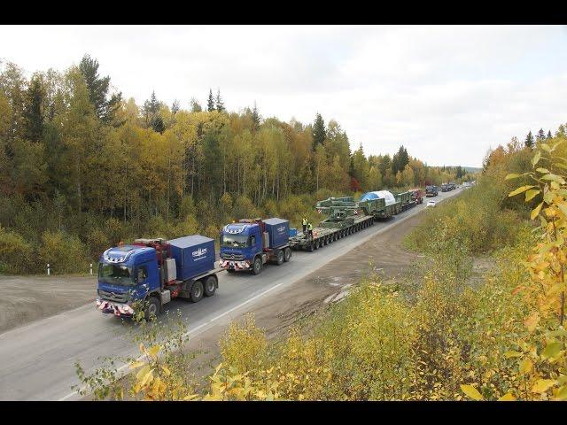 Transportation of heavy cargo. Highway R-352. September 18, 2014. Detour of Nizhny Tagil.