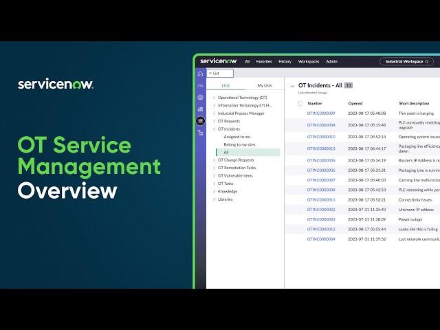 Operational Technology Service Management | Overview