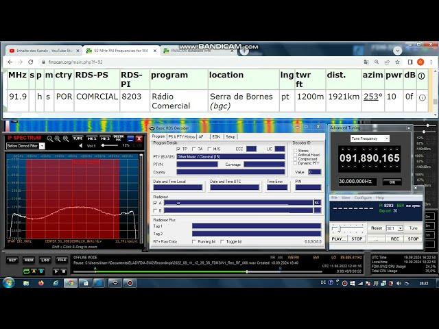 FM DX Es - 110822 1240UTC - 91.9 Rádio Comercial (POR) Serra de Bornes (bgc) 10kW 1921km