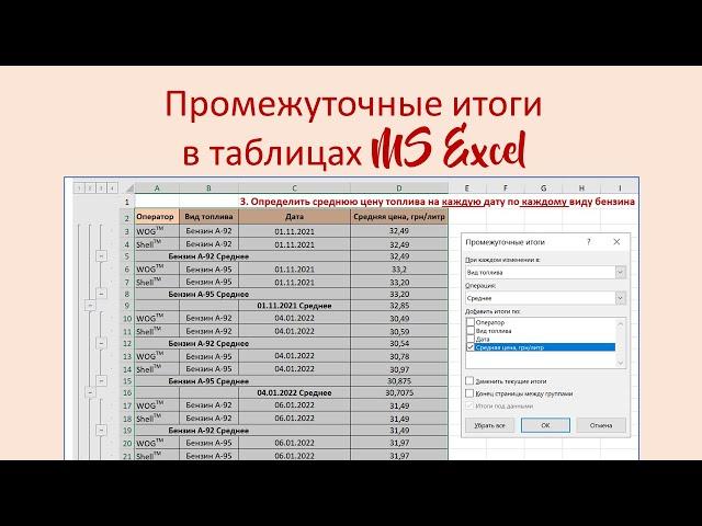 Промежуточные итоги в таблицах MS Excel