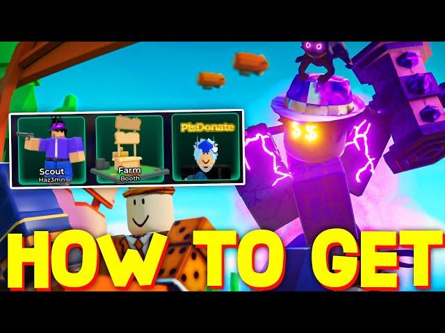 PLS DONATE X TOWER DEFENSE SIMULATOR UPDATE (How To Complete Event & Get Skins/Booths) ROBLOX