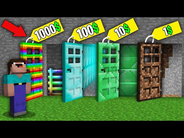 Minecraft NOOB vs PRO: WHICH RAREST DOOR WILL NOOB BOUGHT FOR 1000$ VS 100$ VS 10$ VS 1$? trolling