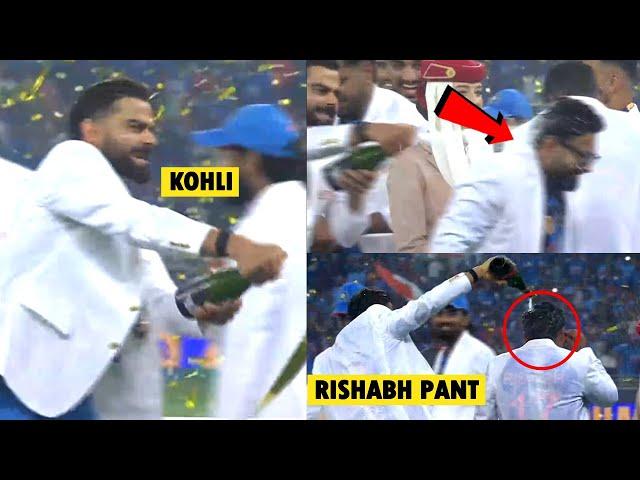 Virat Kohli Drenches Rishabh Pant in Champagne After India’s Champions Trophy 2025 Celebration