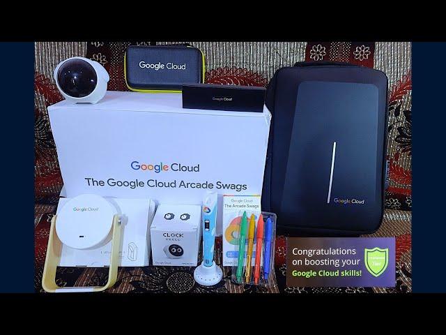 Google Cloud Arcade Swags Unboxing  ● Champion Milestone Swags Unboxing ● Arcade Swags