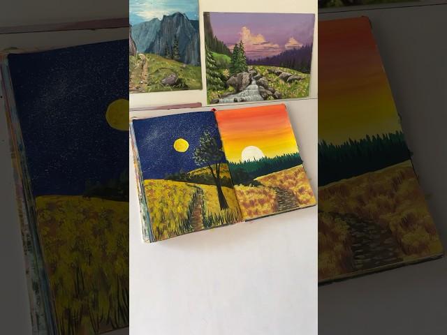 Easy landscape painting #gouache #landscapepainting #postercolour  #art #painting #gouachepainting