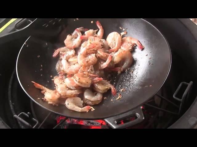 Kamado Joe Cast Iron Wok Shrimp Scampi