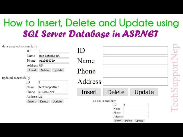 ASP.NET and SQL Server- How to Insert, Delete and Update(CRUD operation) ?