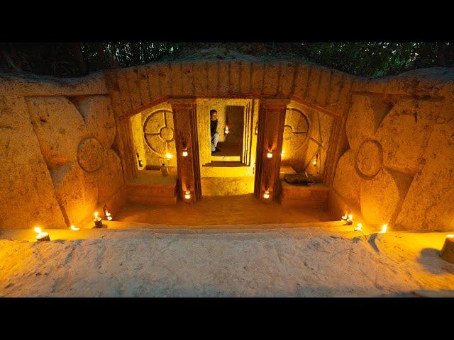 Girl Live Off Grid, Spent 25days to Build The Most Beautiful Underground Villa House