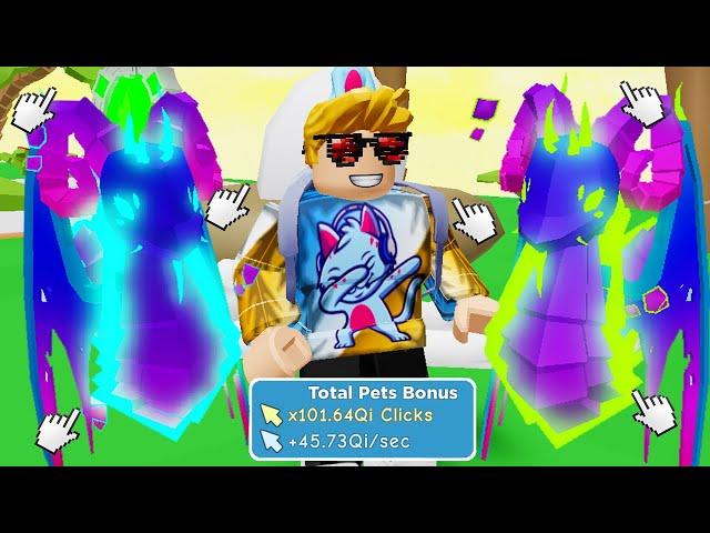 I Got a Full Team of Rainbow DINOSAUR Pets! x100Qi Power! - Roblox Clicker Simulator