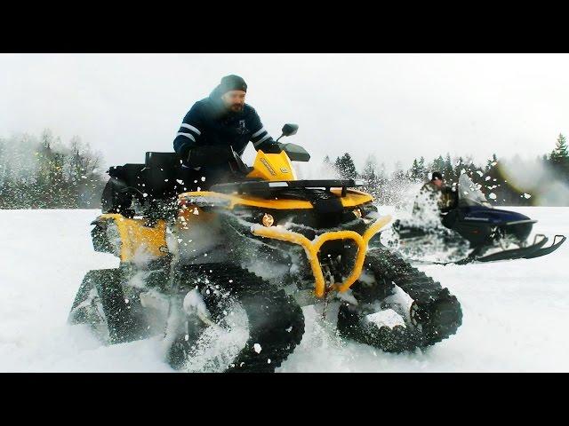 QUAD ATV on tracks VS Snowmobile Yamaha