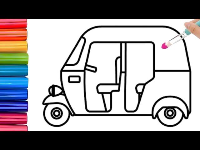 How to draw a auto rickshaw step by step || auto rickshaw drawing easy || auto rickshaw drawing