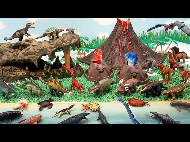 Welcome To Dinosaur World With Crocodile & Volcano - Jurassic World Dinosaurus Sea Dinos T-Rex