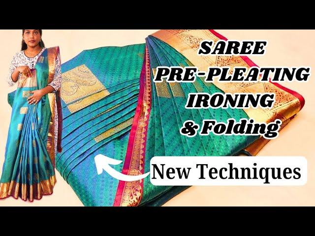 SAREE PRE-PLEATING,IRONING & BOX FOLDING /STEP BY STEP NEW TECHNIQUES FOR BEGINNERS  #tutorial .