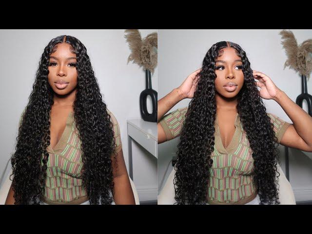 THE PRETTIEST DEEP CURLY WIG EVER !! EASY GLUELESS CLOSURE WIG INSTALL FOR BEGINNERS #RESHINEHAIR