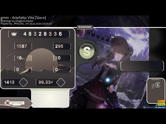 (osu!) gmtn - Artefatto Vita [Slave] (S) (99,33%)