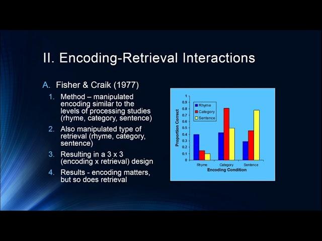 Cognition Lecture 5 4   Encoding/Retrieval Interactions in Episodic Memory