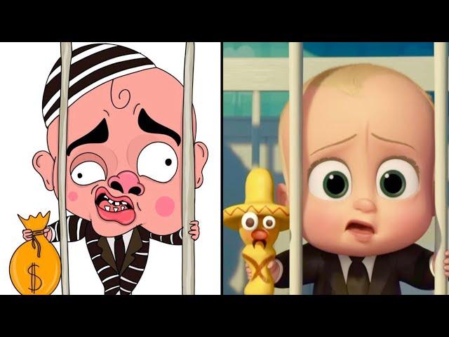 The boss baby funny memes | baby vomit fountain scene drawing by funny art