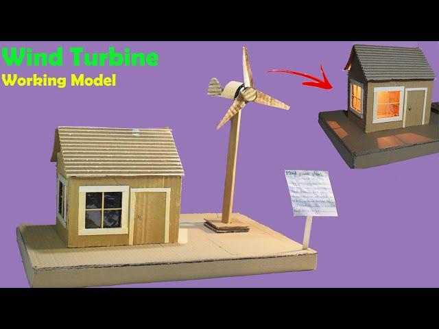 How to make working model of wind turbine from cardboard - Renewable Energy project