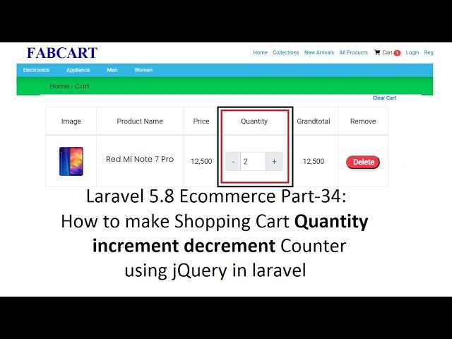 Laravel 5.8 Ecommerce Part-34: Shopping Cart quantity increment decrement Counter using jQuery
