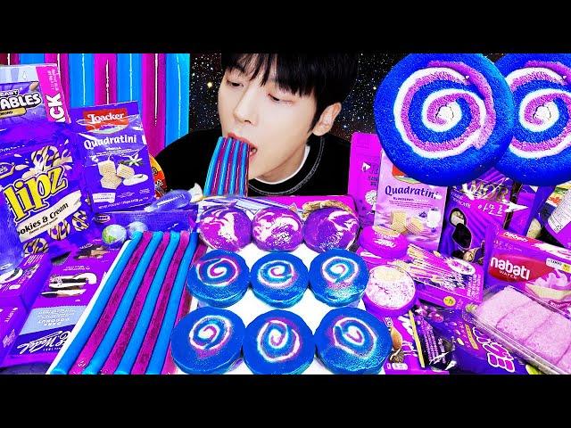 ASMR MUKBANG | GALAXY HONEY JELLY CANDY RECIPE Desserts (Blue Food, Jelly, Noodles Jelly, Ice cream)