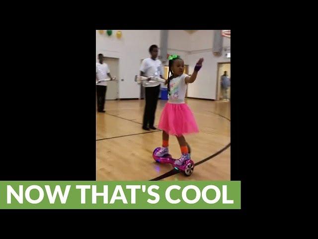 Little girl shows off hoverboard dance moves