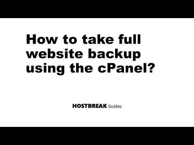 How to take full website backup using the cPanel