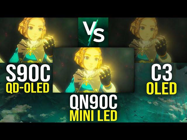 S90C vs QN90C vs C3 SDR Gaming Comparison | Which 4K Upscaled Zelda Best?