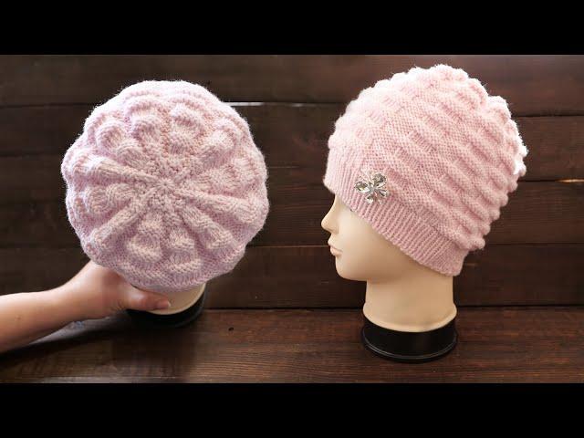 Вяжем ШАПКУ из переплетений спицами  Knitted «Baske» hat