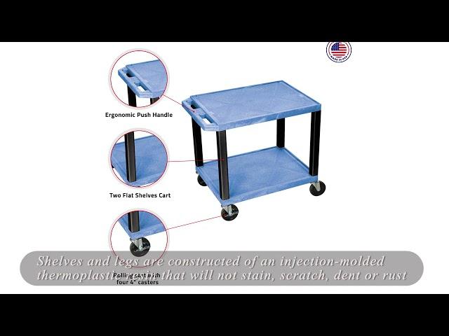 Offex 26"H AV Cart - 2 Shelf, Electric - Back Leg