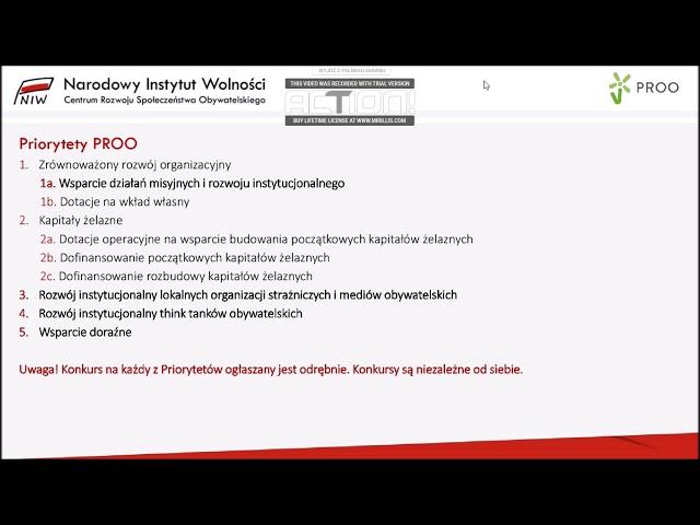 PROO webinarium NIW CRSO Program Rozwoju Organizacji Obywatelskich -Narodowy Instytut Wolności 15 II