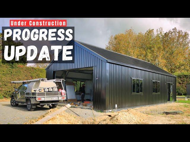 Slick looking Shed House with tinted windows and Ebony T-Rib Cladding | WaikatoSheds.co.nz