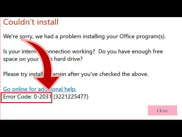 Fix Error Code 0 2031 In Office 365 On Your Windows PC And Laptop