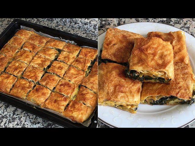 HAZIR YUFKADAN EL AÇMASI TADINDA ISPANAKLI TEPSİ BÖREĞİ #ıspanaklıbörek #börek #börektarifleri