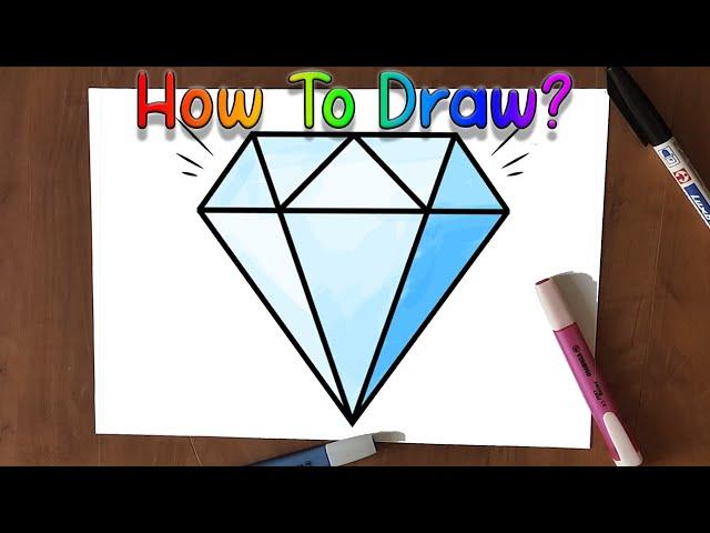 How To Draw A Diamond? For Kids  | Как Нарисовать Алмаз? Для детей | Olmosni qanday chizish mumkin?