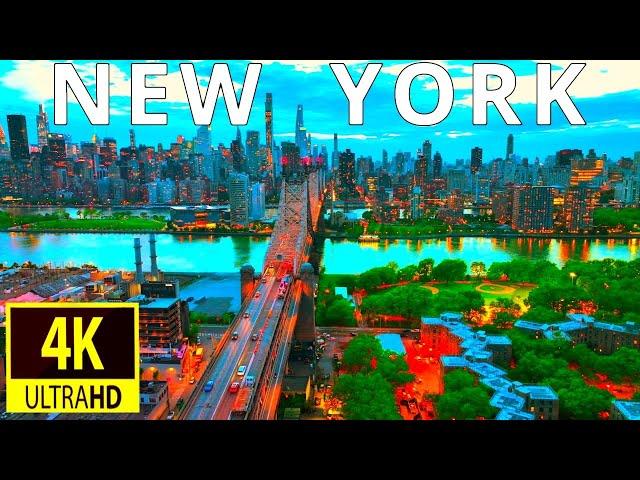 New York, USA by Drone - 4K Video Ultra HD [HDR]