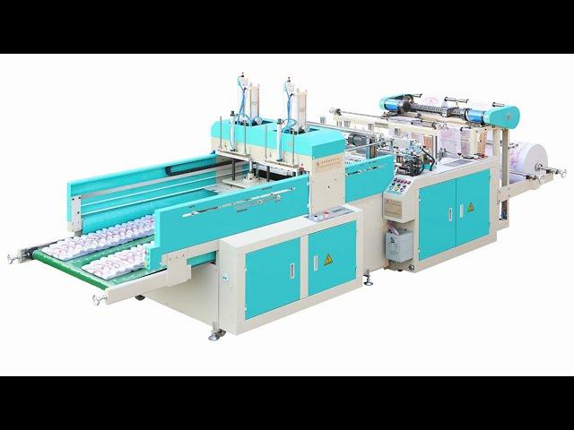 Full Automatic Double Line   Polythene  Biodegradable Plastic  Carry Bag Making Machine