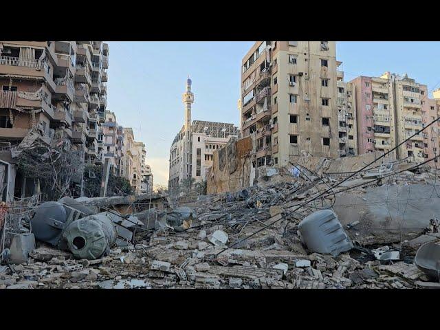 Destruction at the site of Israeli strike on Beirut's southern suburbs | AFP