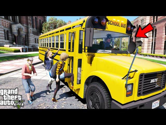 GTA 5- Franklin's New School Bus Driver Job w/Steering Wheel(GTA5 Homeless Franklin Real Life Mod#6