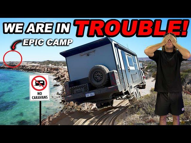 Attempting Cliff edge 4x4 track towing Caravan / Epic Beach camps Horrocks beach