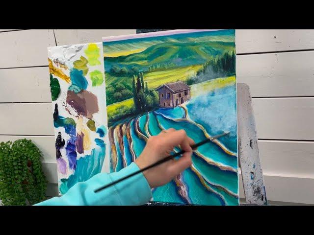 HEAVEN IN THE HILLS Acrylic painting Tutorial