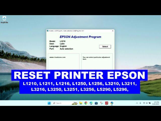 Reset printer epson L1210, L1211, L1216, L1250, L1256, L3210, L3211, L3216, L3250, L3251, L3256, L52