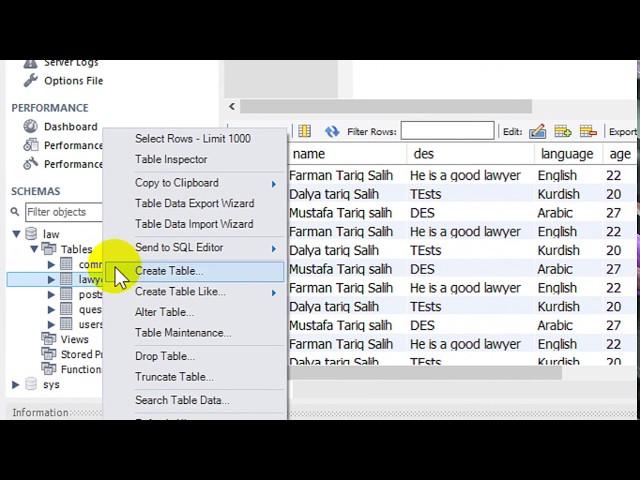 How to View and Search Table Data in Mysql Workbench