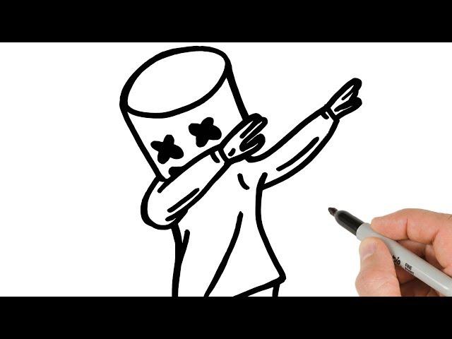 How to Draw Marshmello Dabbing Step by Step