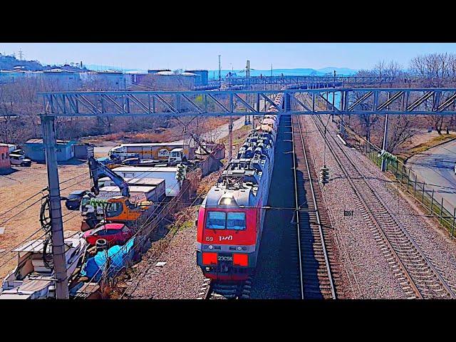 Railway. Russian Long Oil Tanker Train / Электровоз 3ЭС5К Ермак с наливным поездом