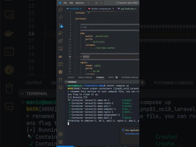 Up Laravel project using Docker #docker #laravel #php #coding #programming