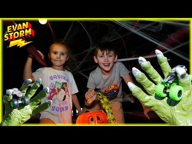 Finding Monster Trucks At The Haunted Playground Halloween Special